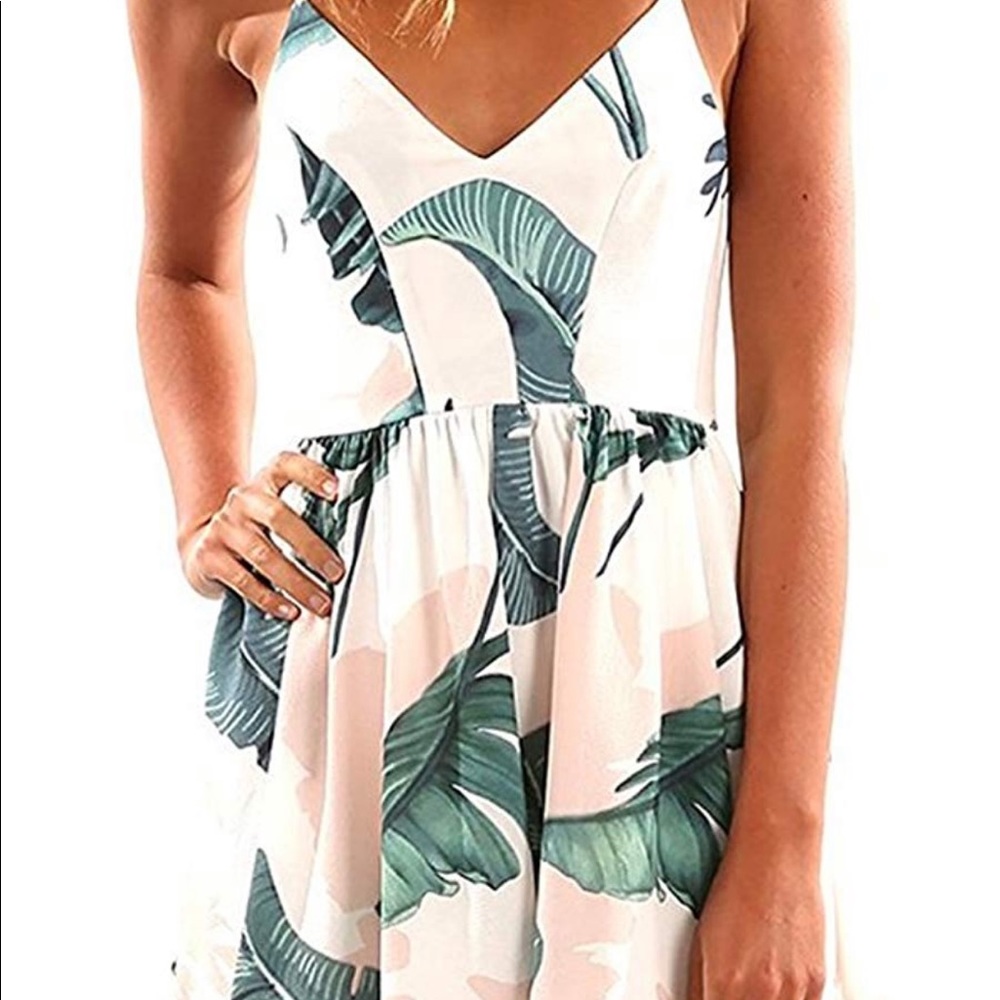 Palm Leaf White Romper